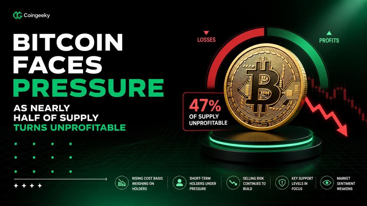 Bitcoin Faces Pressure as Nearly Half of Supply Turns Unprofitable