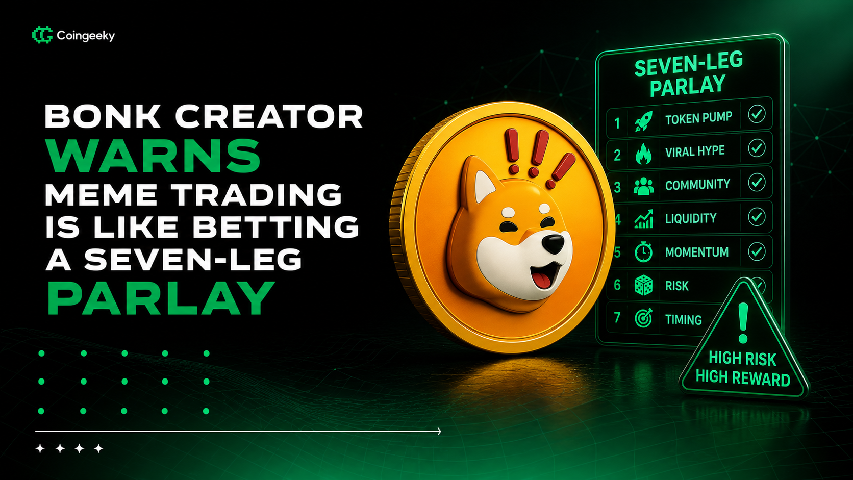 BONK Creator Warns Meme Trading Is Like Betting a Seven-Leg Parlay