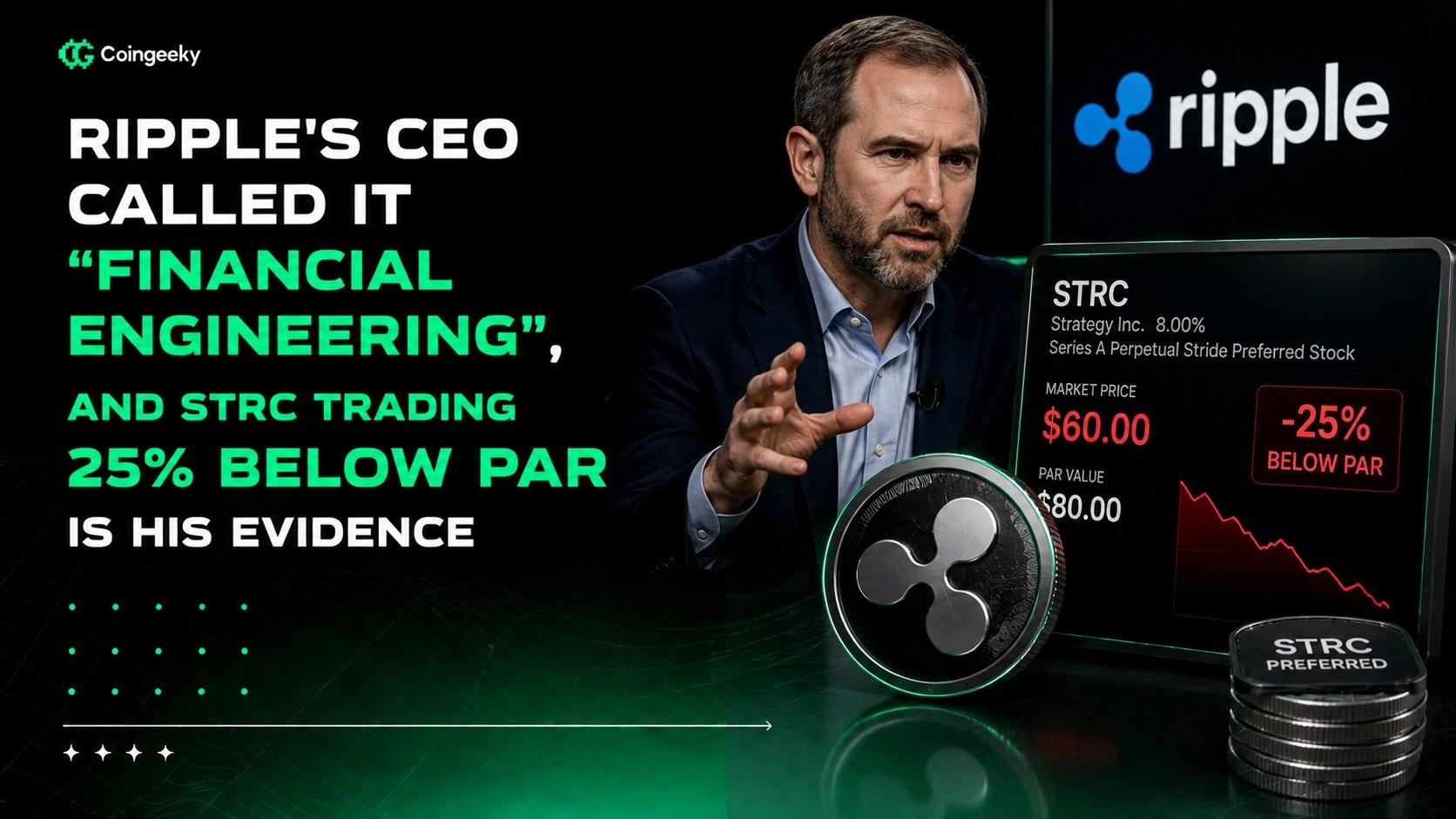 Ripple's CEO Called It "Financial Engineering”, and STRC Trading 25% Below Par Is His Evidence