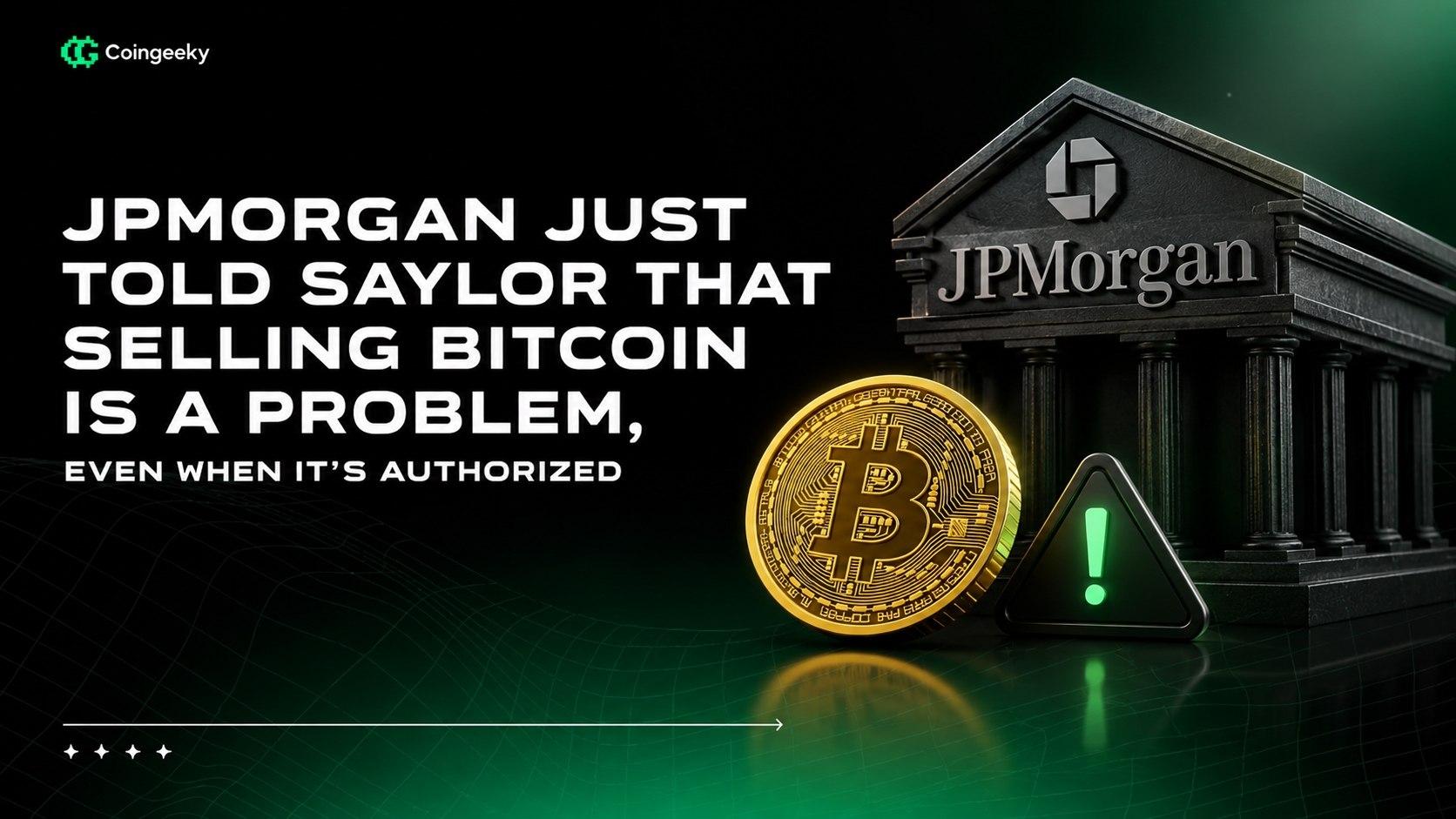JPMorgan Just Told Saylor That Selling Bitcoin Is a Problem, Even When It's Authorized