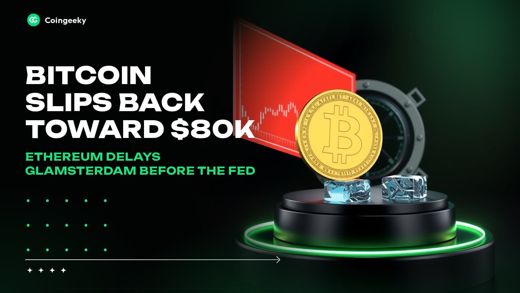 Bitcoin slipped back toward $80,000 ahead of the Fed, and Ethereum's Glamsterdam test has been delayed